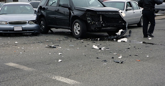 multi-vehicle accident on the road